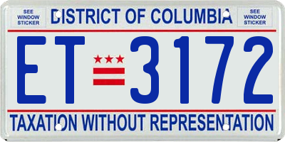 DC license plate ET3172