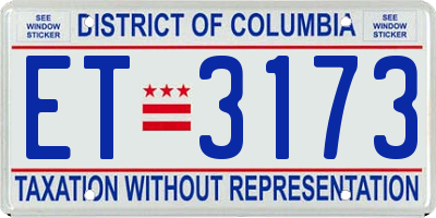 DC license plate ET3173