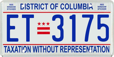DC license plate ET3175