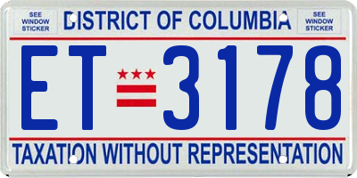DC license plate ET3178