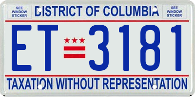 DC license plate ET3181
