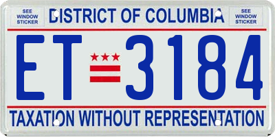 DC license plate ET3184