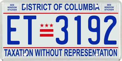 DC license plate ET3192