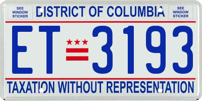DC license plate ET3193