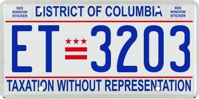 DC license plate ET3203