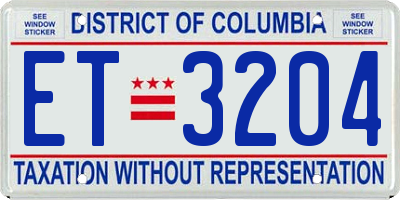 DC license plate ET3204