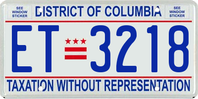 DC license plate ET3218