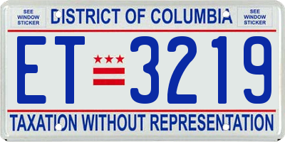 DC license plate ET3219