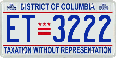 DC license plate ET3222