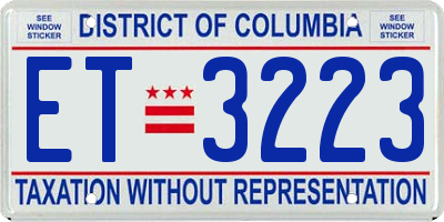 DC license plate ET3223