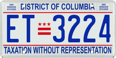DC license plate ET3224