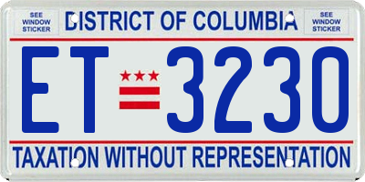 DC license plate ET3230