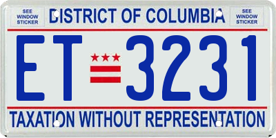 DC license plate ET3231