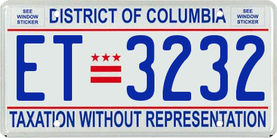 DC license plate ET3232