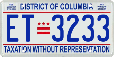 DC license plate ET3233