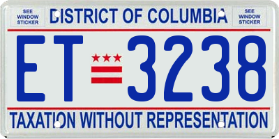 DC license plate ET3238
