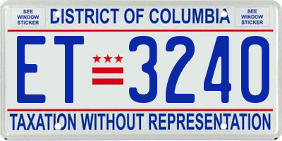 DC license plate ET3240