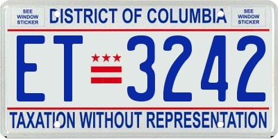 DC license plate ET3242