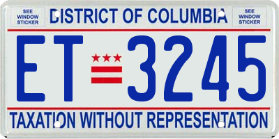 DC license plate ET3245