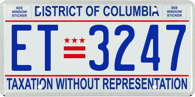 DC license plate ET3247