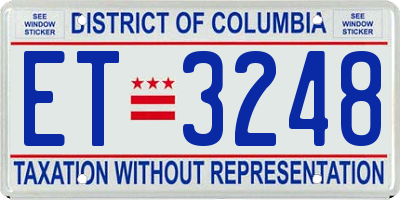 DC license plate ET3248