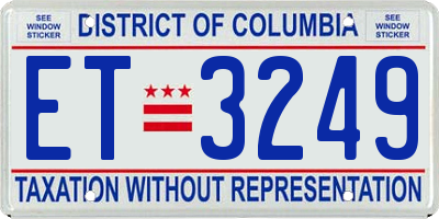 DC license plate ET3249