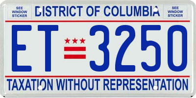 DC license plate ET3250