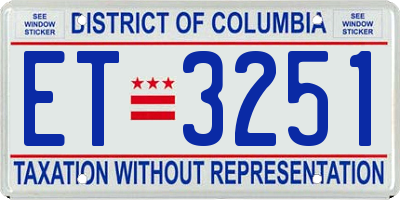 DC license plate ET3251