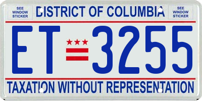 DC license plate ET3255