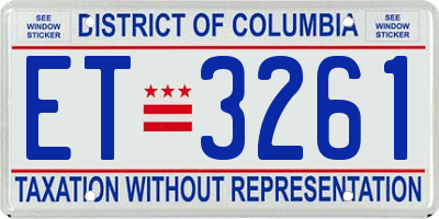 DC license plate ET3261