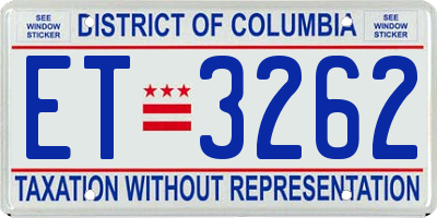 DC license plate ET3262