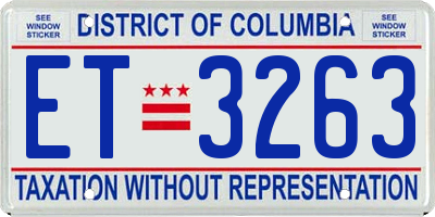 DC license plate ET3263