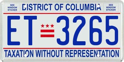 DC license plate ET3265