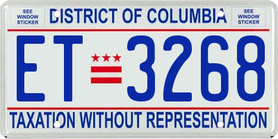 DC license plate ET3268