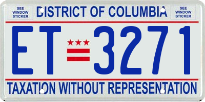 DC license plate ET3271