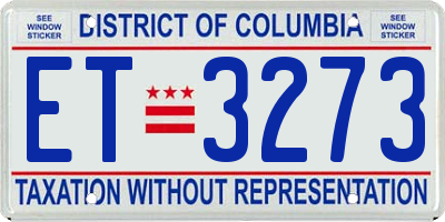 DC license plate ET3273