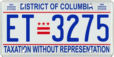 DC license plate ET3275