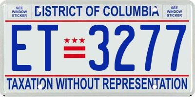 DC license plate ET3277