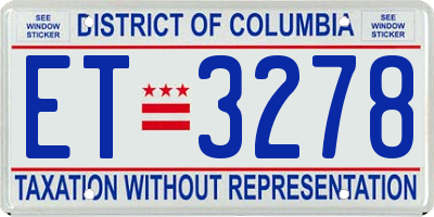 DC license plate ET3278