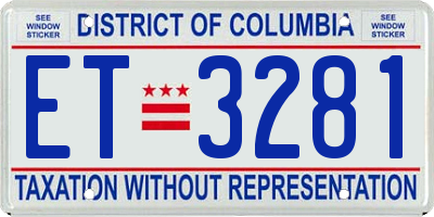 DC license plate ET3281