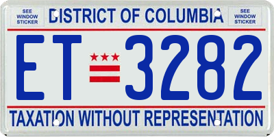 DC license plate ET3282