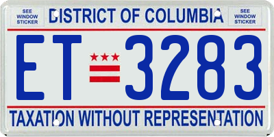 DC license plate ET3283