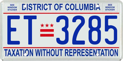 DC license plate ET3285
