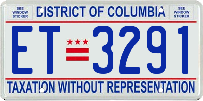 DC license plate ET3291
