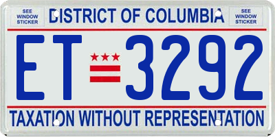 DC license plate ET3292