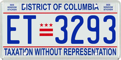 DC license plate ET3293
