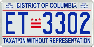 DC license plate ET3302