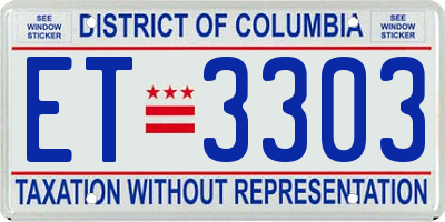 DC license plate ET3303