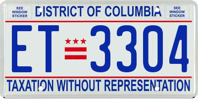 DC license plate ET3304