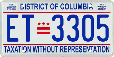 DC license plate ET3305